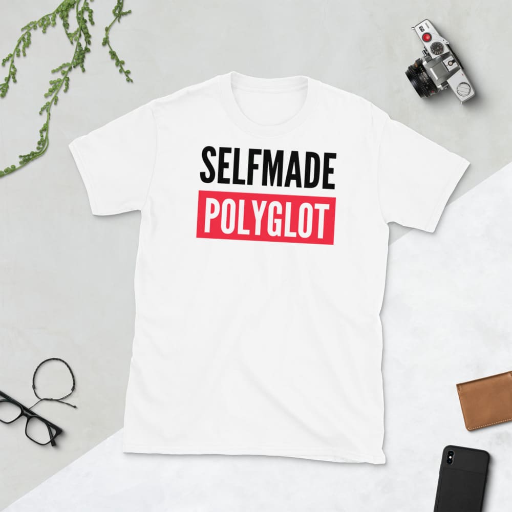 Selfmade Polyglot Unisex White T-Shirt - Lingualid