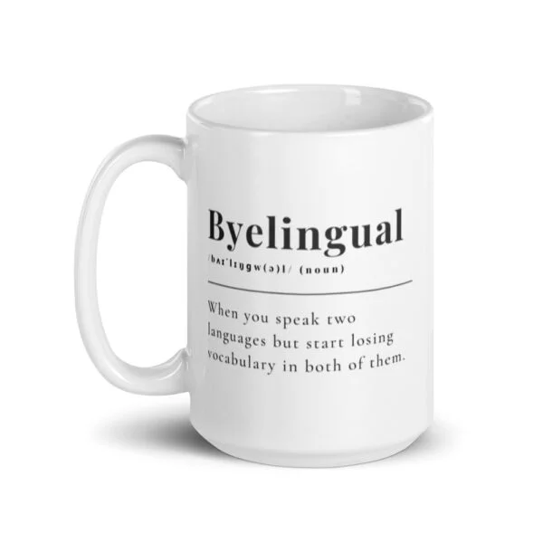 Byelingual (bye-lingual) Definition White glossy mug - Image 5