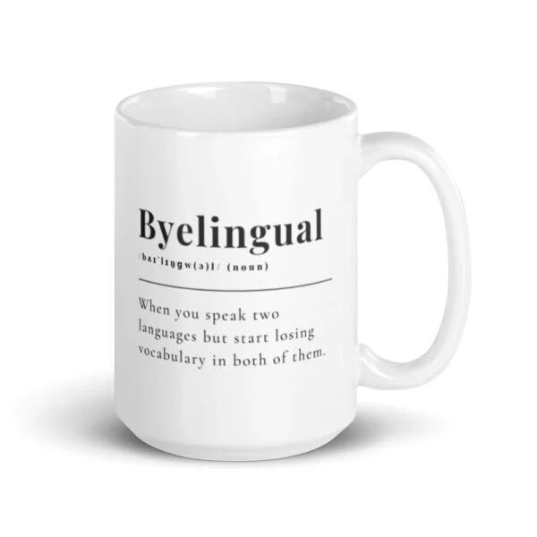 Byelingual (bye-lingual) Definition White glossy mug - Image 4