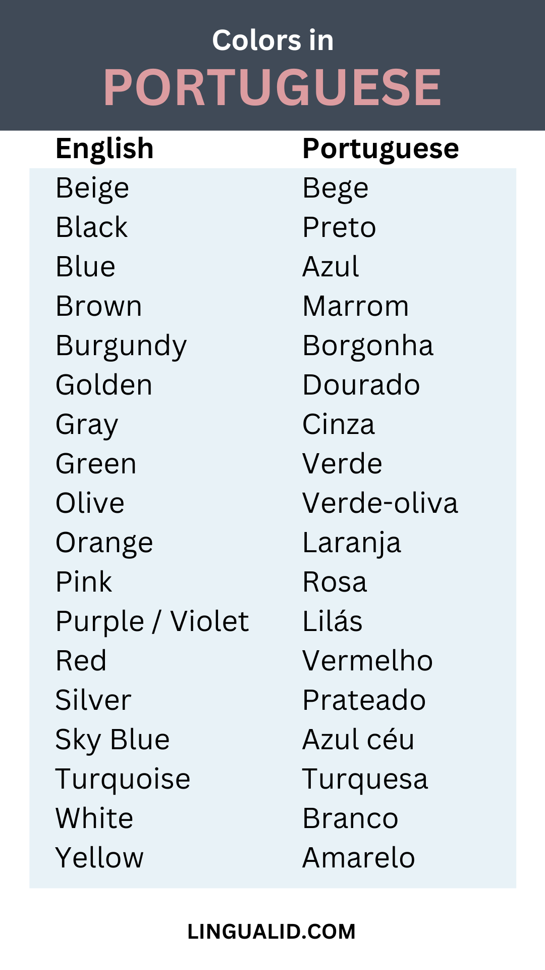 Colors in Brazilian Portuguese