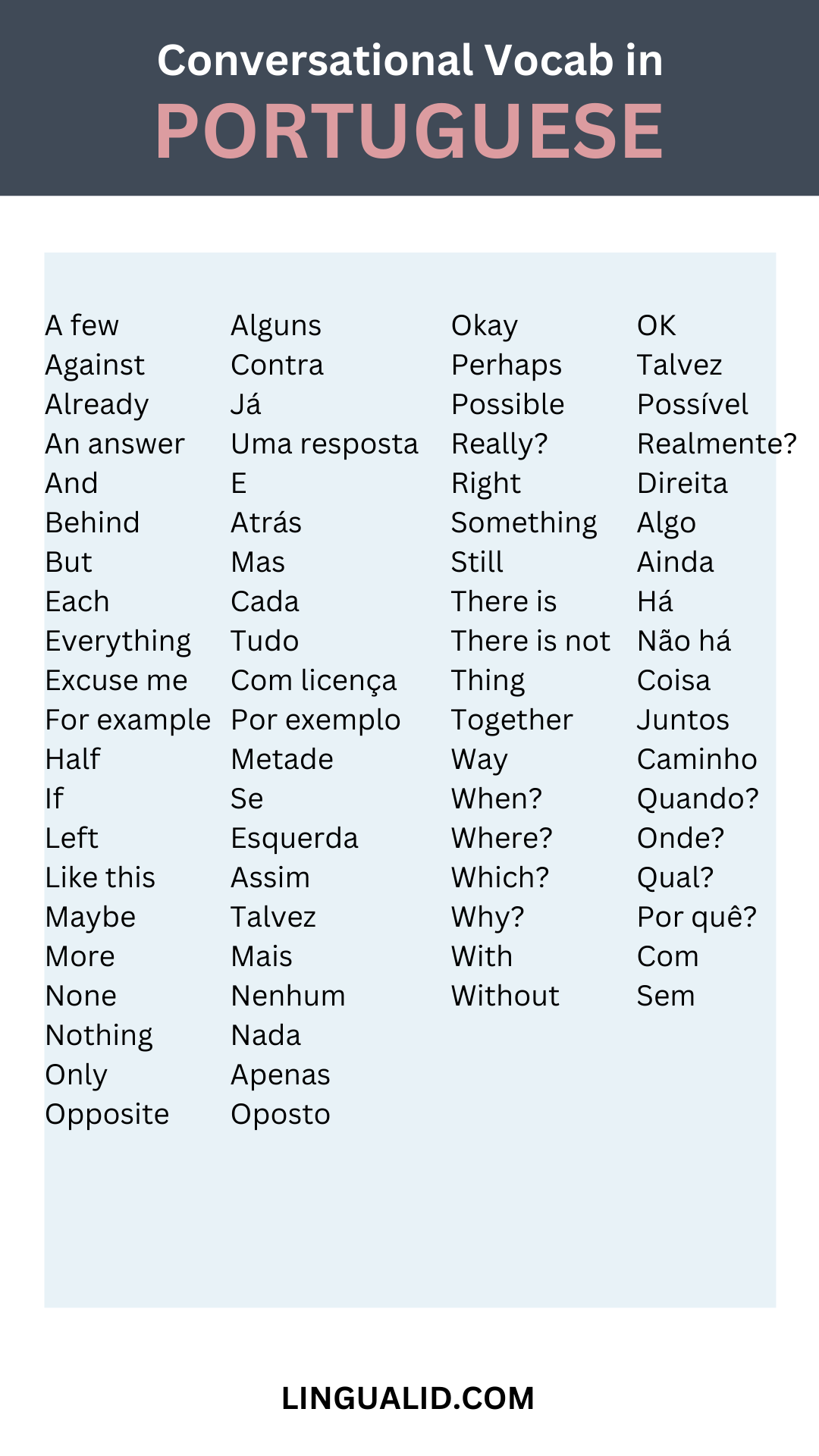 conversational vocab in portuguese