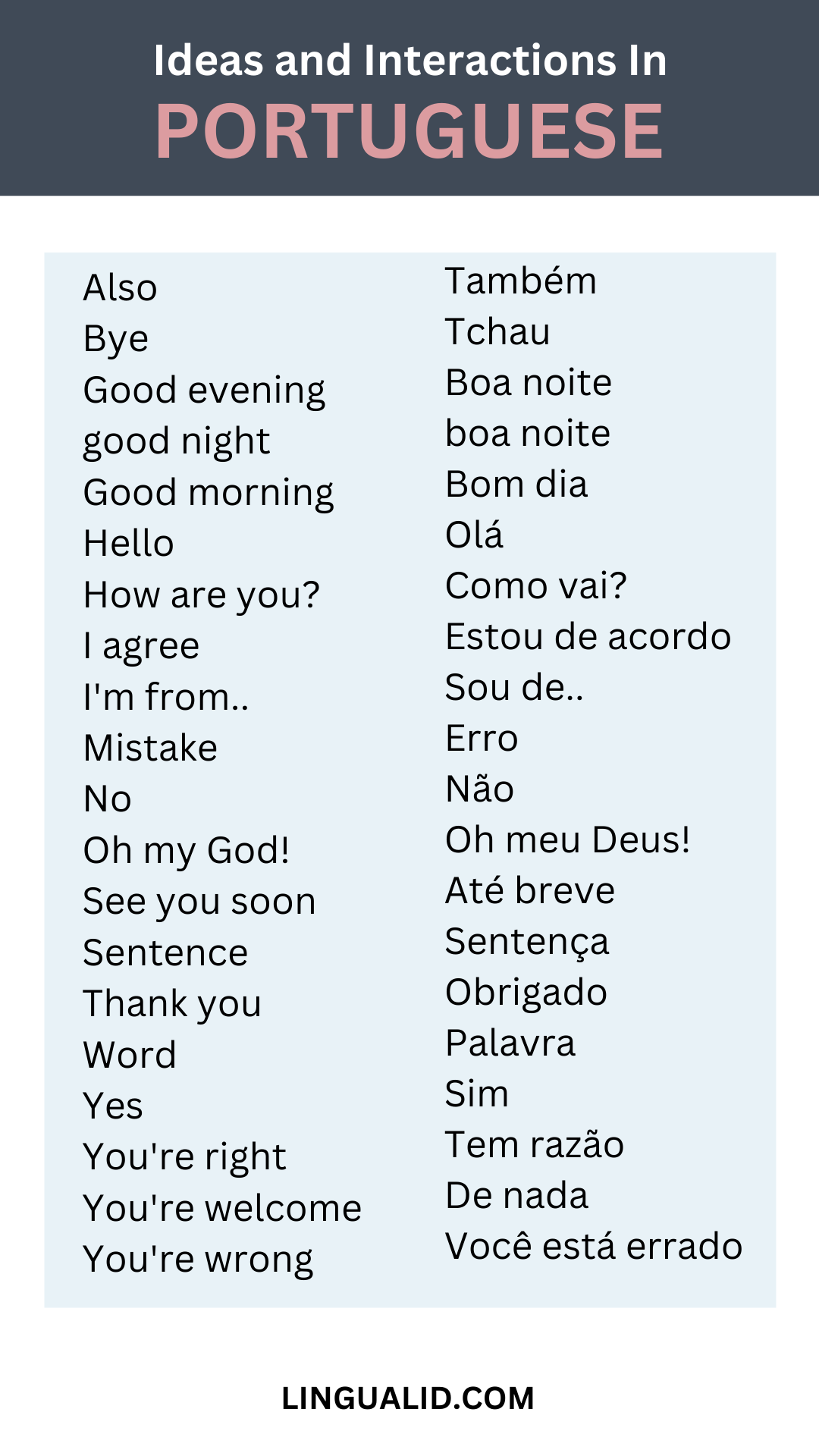 ideas and interactions in portuguese