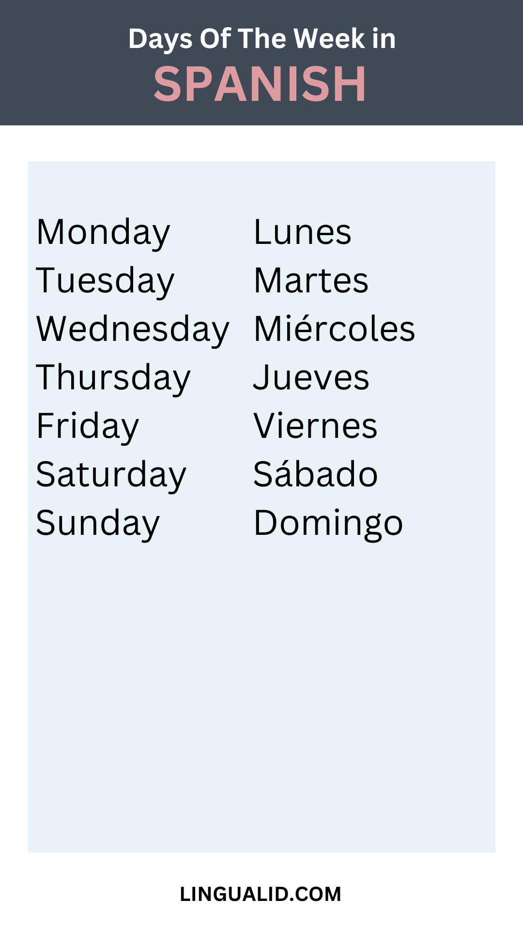 Monday To Domingo - Learn The Days Of The Week In Spanish