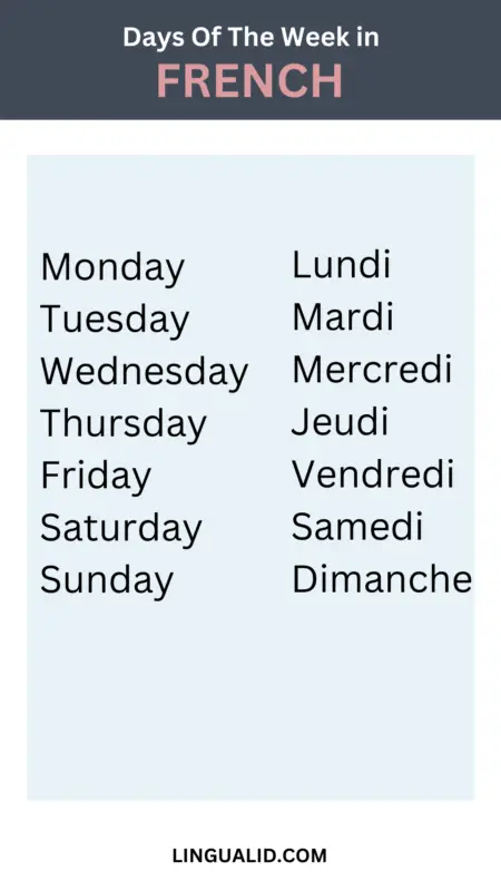 days of the week french