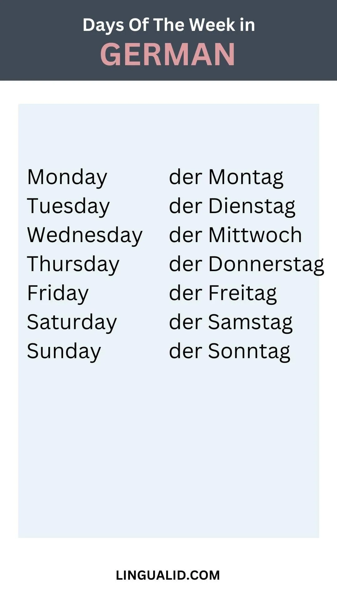 days of the week in german
