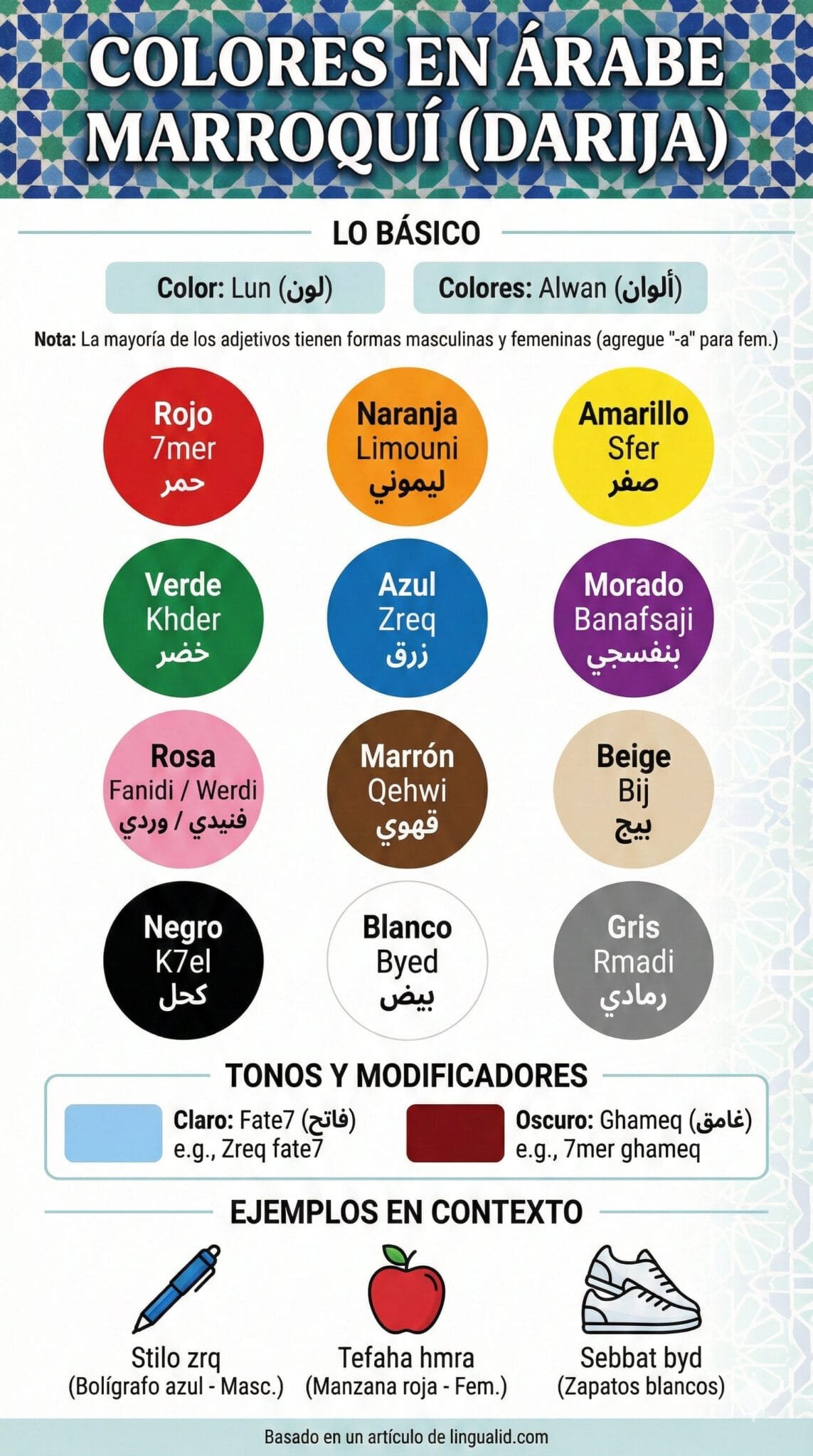 Colores en Árabe Marroquí (Darija) - Lingualid